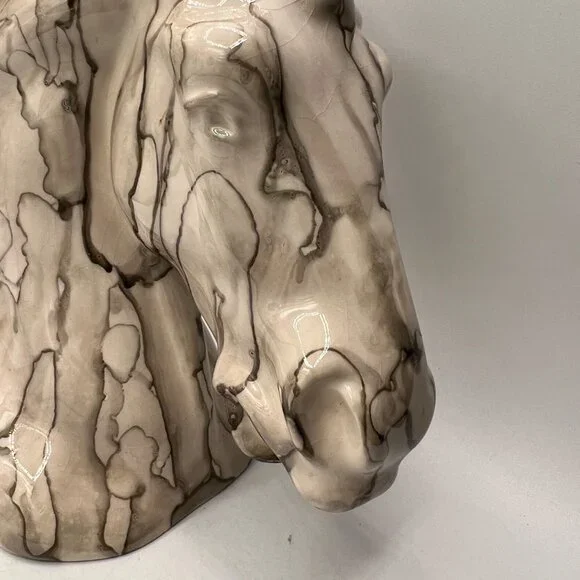 Handcrafted Homemade Hand Glazed Marble Horse Head Sculpture- Home Decor- Table - Picture 2 of 10
